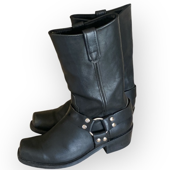 DOUBLE H Leather Motorcycle HARNESS BOOTS Black Rockbilly Grunge Bikercore … - Picture 1 of 17